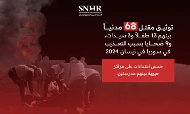 تقرير حقوقي يوثق مقـ ـتل 68 مدنياً في سوريا خلال شهر نيسان 2024