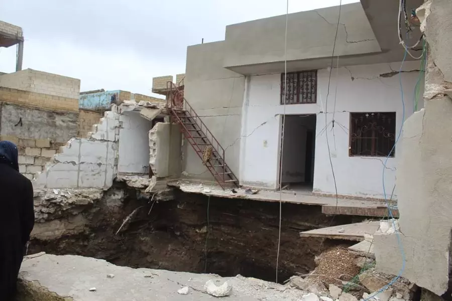 انهيار منازل المدنيين في مدينة رأس العين شمال الحسكة بسبب أنفاق وحفريات "بي واي دي"
