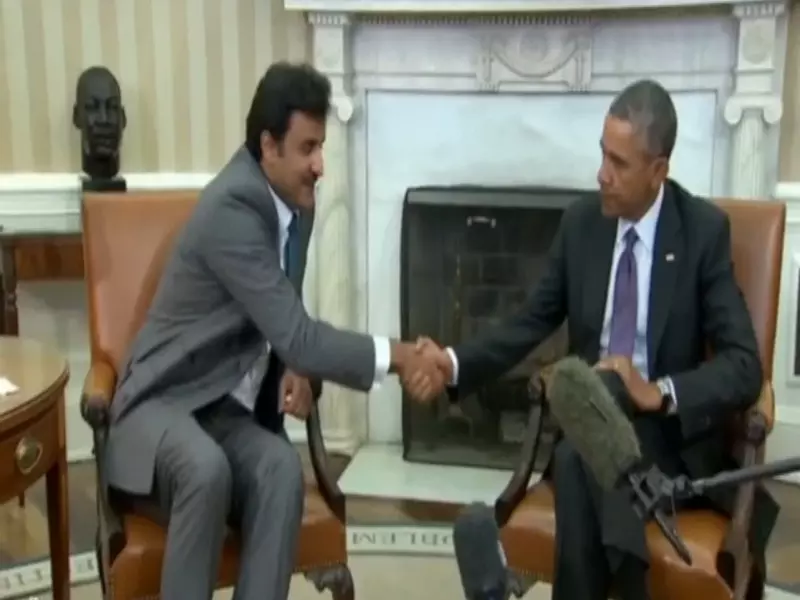 ‏"أوباما و تميم" يتفقان على أن .. لا استقرار لسوريا بوجود الأسد