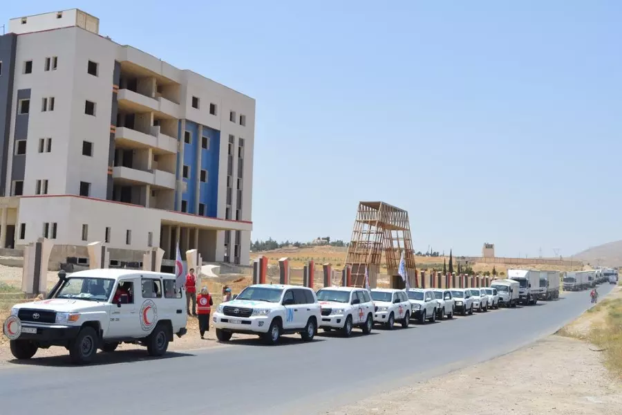 دخول عشرات الشاحنات المحملة بالمساعدات الإنسانية إلى مدينة جيرود والناصرية