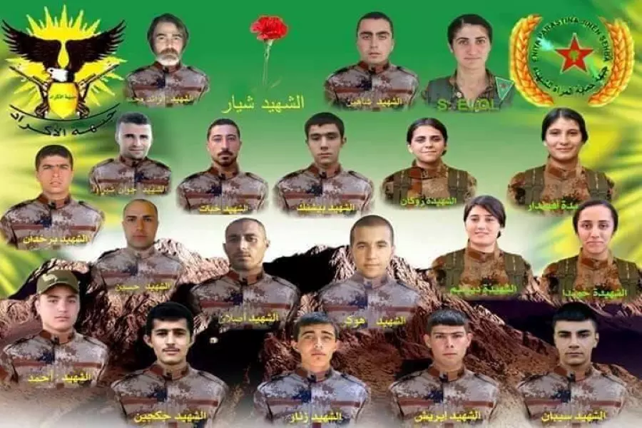الفصائل الكردية الانفصالية تشيّع ٢٢ قتيلاً نتيجة معارك درع الفرات