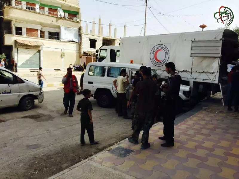 بعد تضور المدنيين جوعا .... الدفعة الثانية من قافلة المساعدات تدخل معضمية الشام