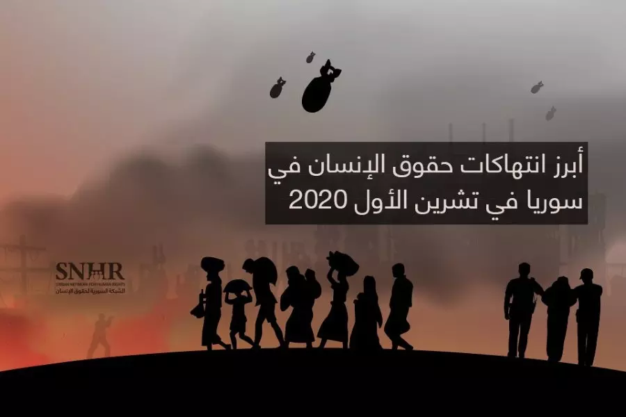 تقرير حقوقي يرصد أبرز انتهاكات حقوق الإنسان في سوريا في تشرين الأول 2020