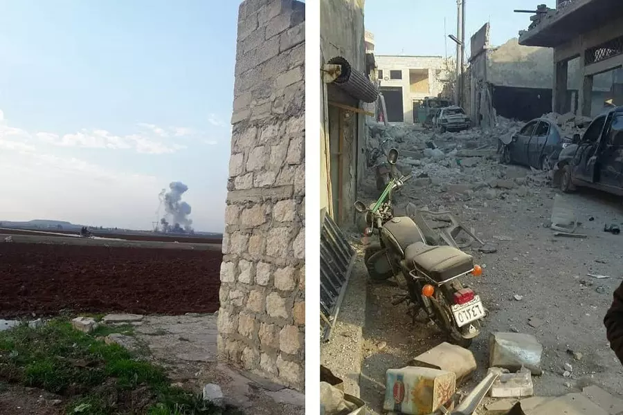 تسعة شهداء "نساء وأطفال" قضوا حرقاً بقصف روسي على مدينة خان شيخون بإدلب