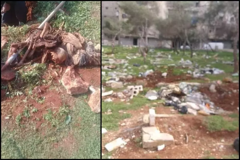 "السورية لحقوق الإنسان" تدين نبش النظام لمقابر الضحايا بمدينة حلب
