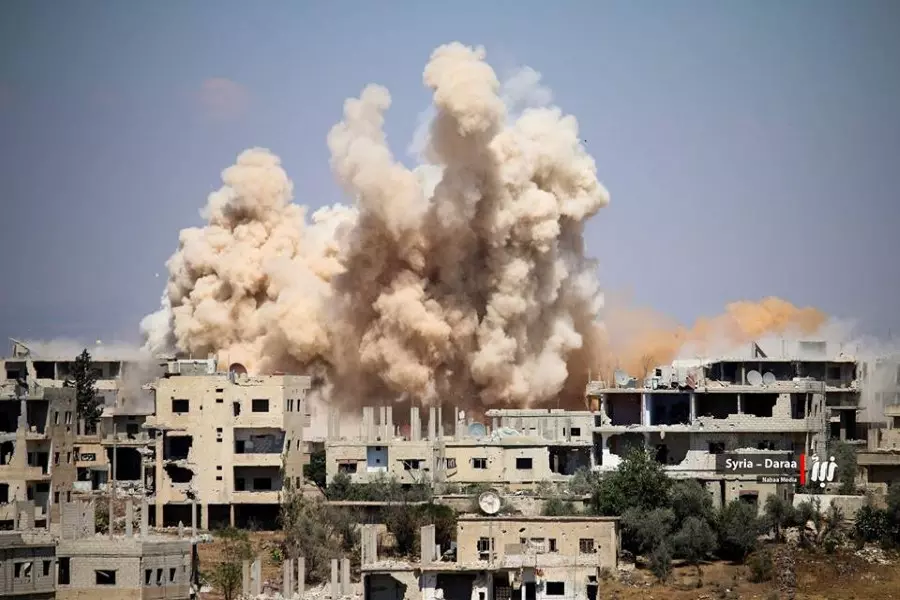 مدينة درعا وجمرك نصيب الحدودي تحت وطأة قصف طائرات الأسد والروسي