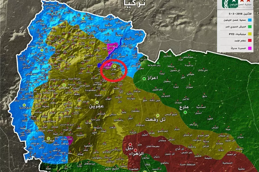 الجيش الحر يحرر "شران" رابع مركز ناحية في منطقة عفرين ضمن عملية "غصن الزيتون"