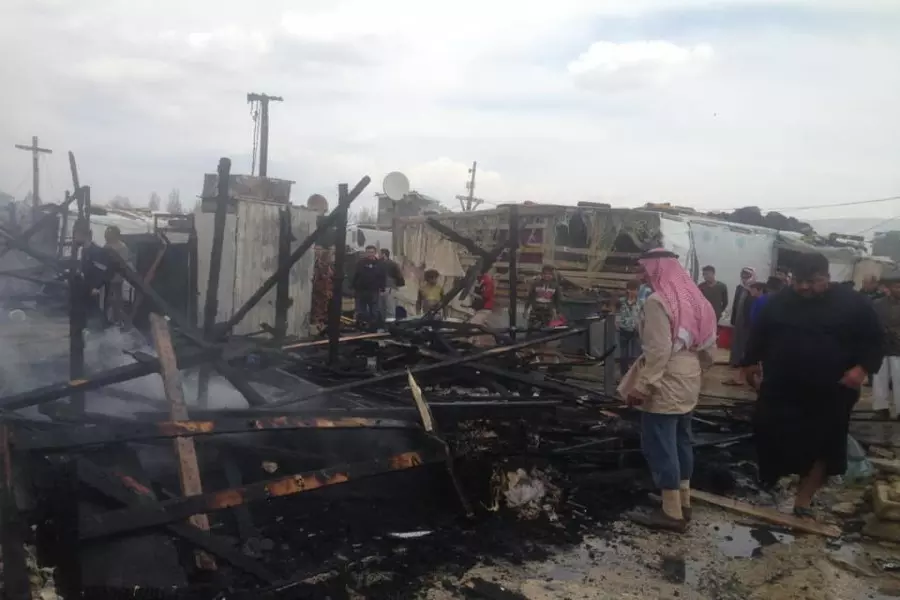 اندلاع حريق في أحد مخيمات اللاجئين السوريين في البقاع اللبناني