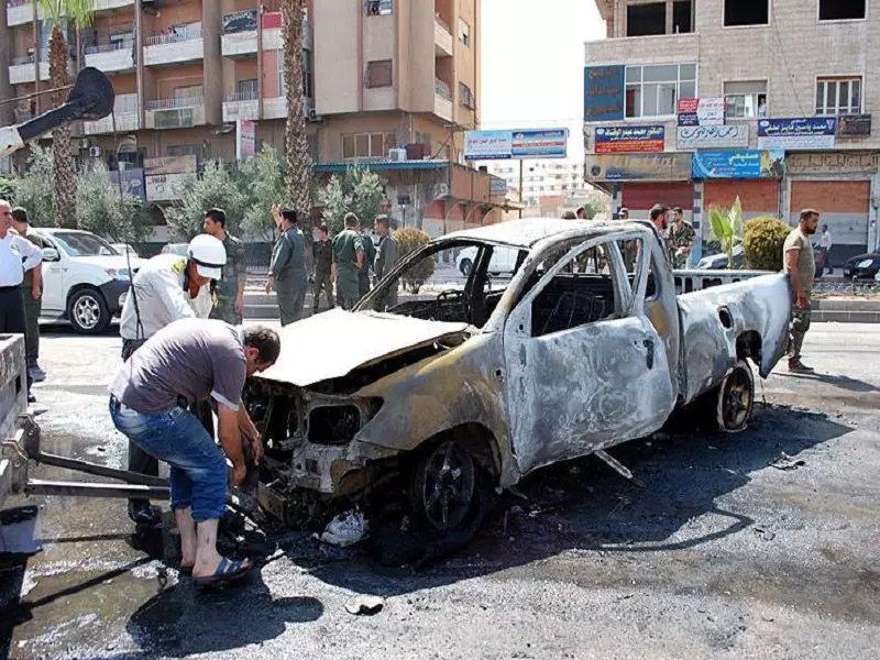 قتلى و جرحى من الشبيحة نتيجة انفجار سيارة في المربع الأمني بمدينة حماة