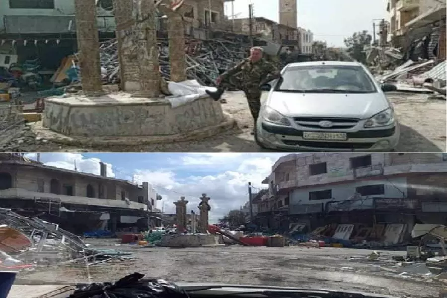 جيش التعفيش يضرب في "كفرنبل" ويجمع محتويات منازل المدنيين في ساحة المدينة العامة (صور)