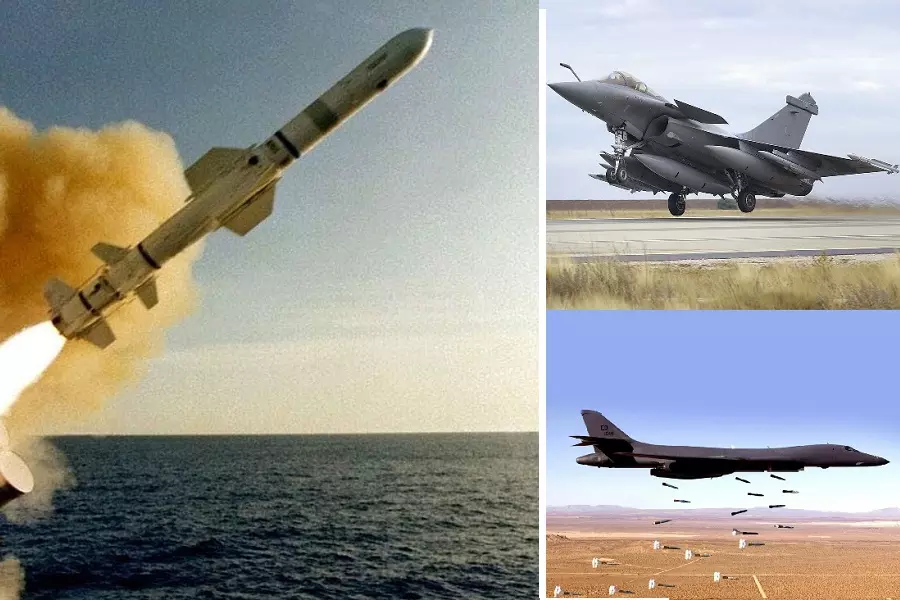 قاذفات بي 1 و طائرات"رافال" و صواريخ "توماهوك" أبرز الأسلحة المستخدمة في قصف مواقع النظام