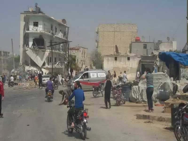 أكثر من 12 شهيد 30 جريحا.. حصيلة أولية لقصف الطيران الحربي مدينة إدلب