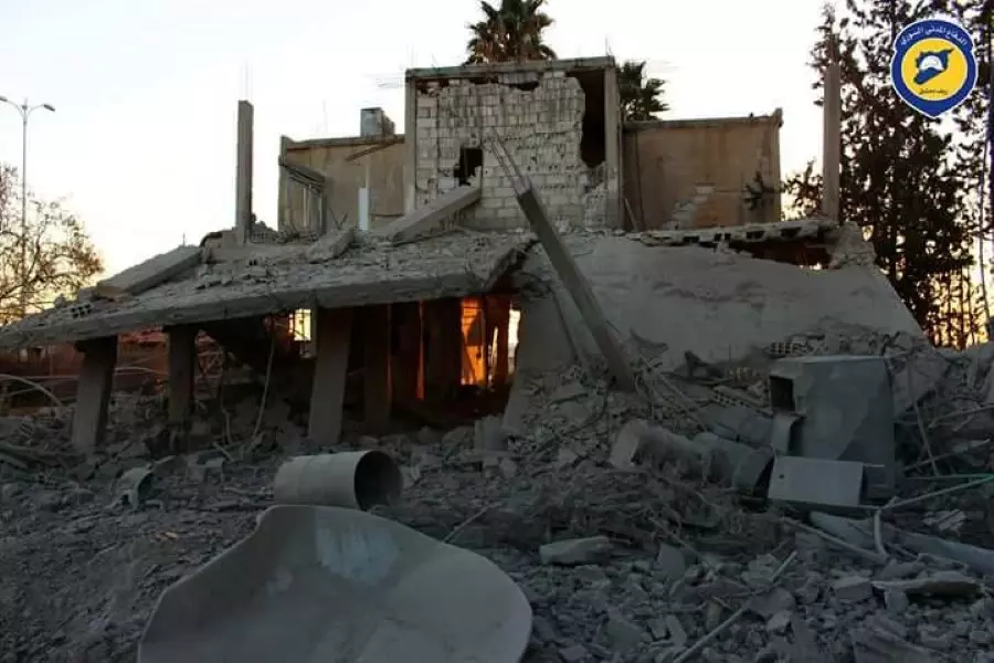 تدمير مركز الدفاع المدني في مخيم خان الشيح جراء قصف جوي
