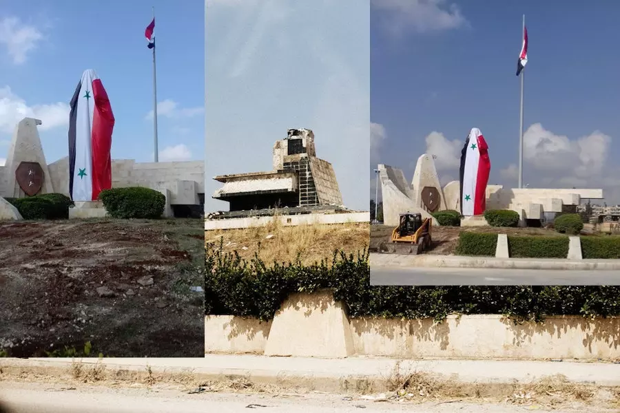 تمثال الإرهابي الأكبر “حافظ الأسد” يعود لمدخل حماه !!؟