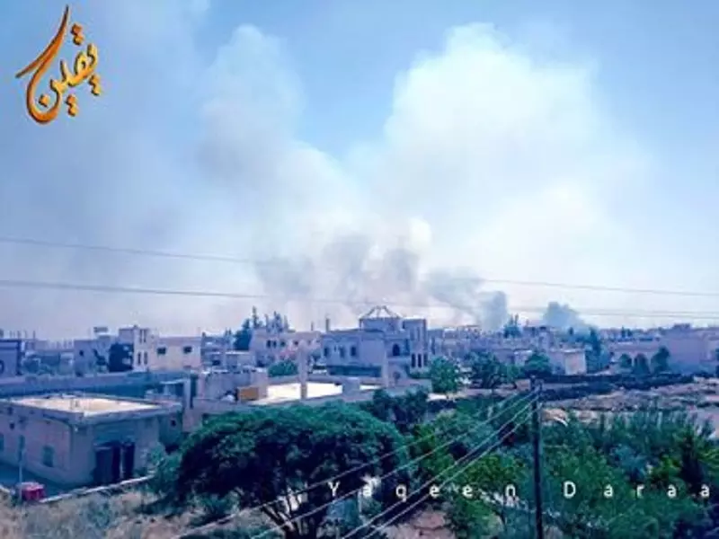 حملة قصف همجية بالبراميل المتفجرة على ريف درعا