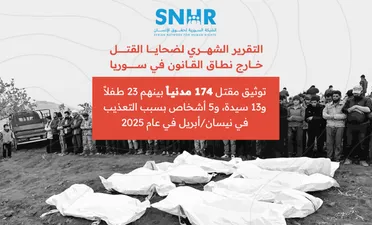 تقرير لـ "الشبكة السورية" يوثق مقتل 174 مدنياً في سوريا خلال شهر نيسان 2025